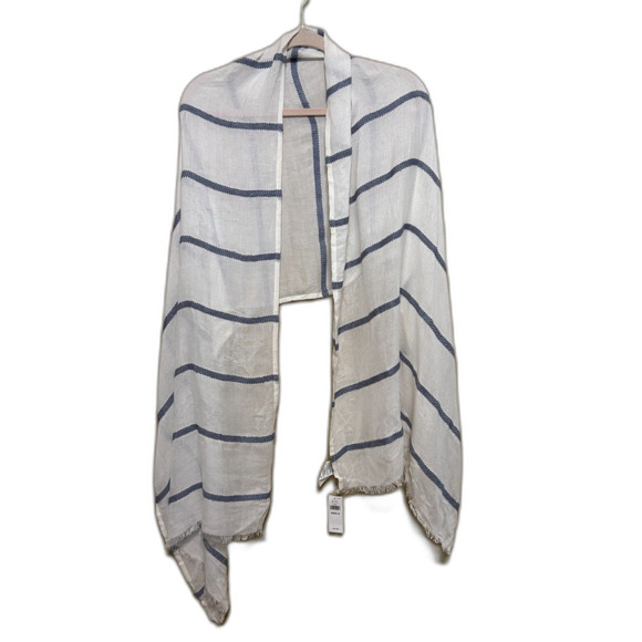 NWT Banana Republic Factory Shawl Wrap Womens One Size White Blue Striped - Picture 2 of 4